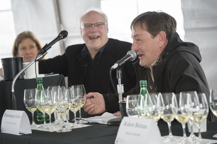 Cole Danehower moderates the technical panel at the third annual Oregon Chardonnay Symposium on March 14, 2014 at Stoller Family Estate in Dayton, Oregon