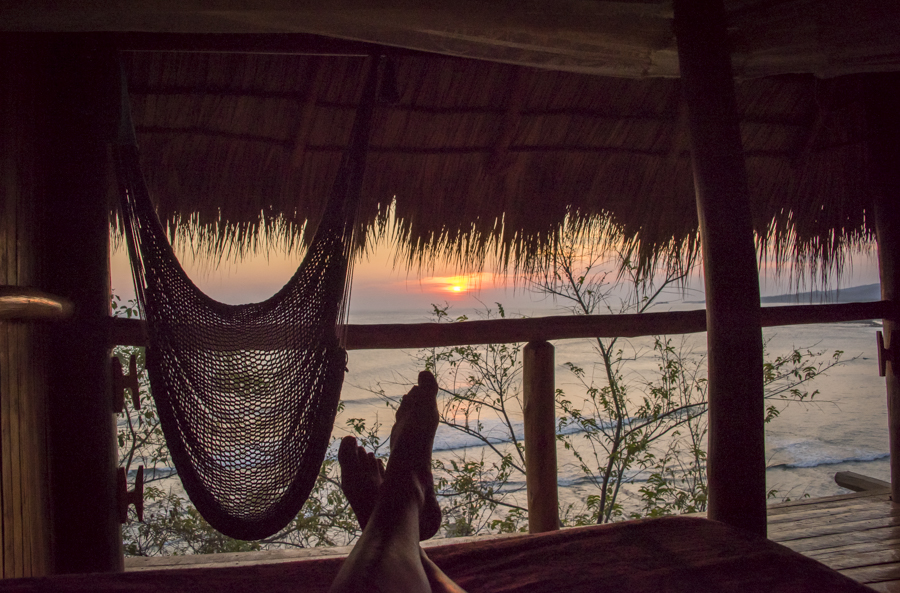 View from my bed at the beach cliff hut at Magnificant Rock, Nicaragua